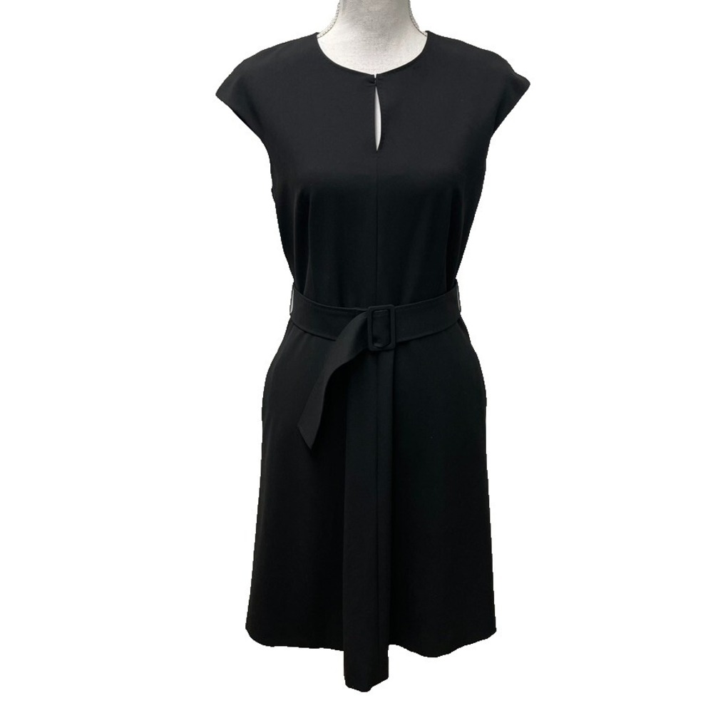 Marella Sheath Dress Womens 6 Black Knee Length Belted Career Teacher Business